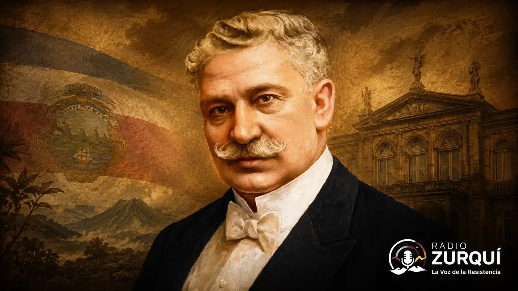 Julio Acosta García en imagen editorial de Radio Zurquí sobre la integridad y el precio de no venderse