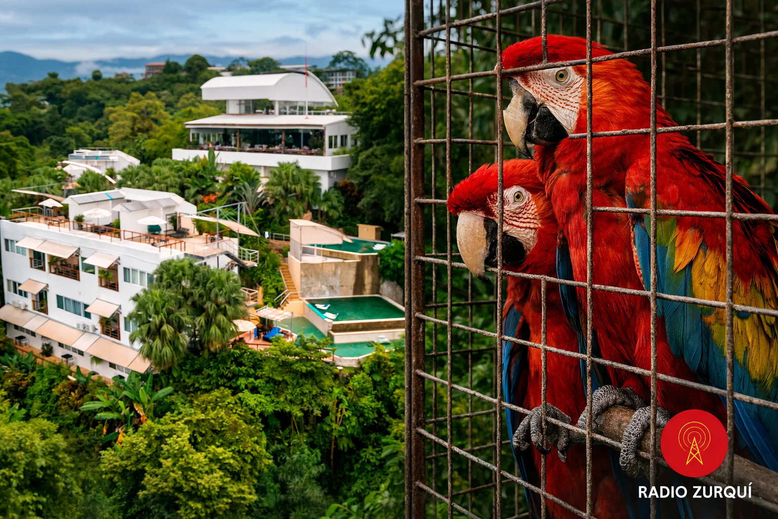 Zoocriadero de lapas en cautiverio vinculado a Boris Marchegiani en Quepos – archivo de Radio Zurquí