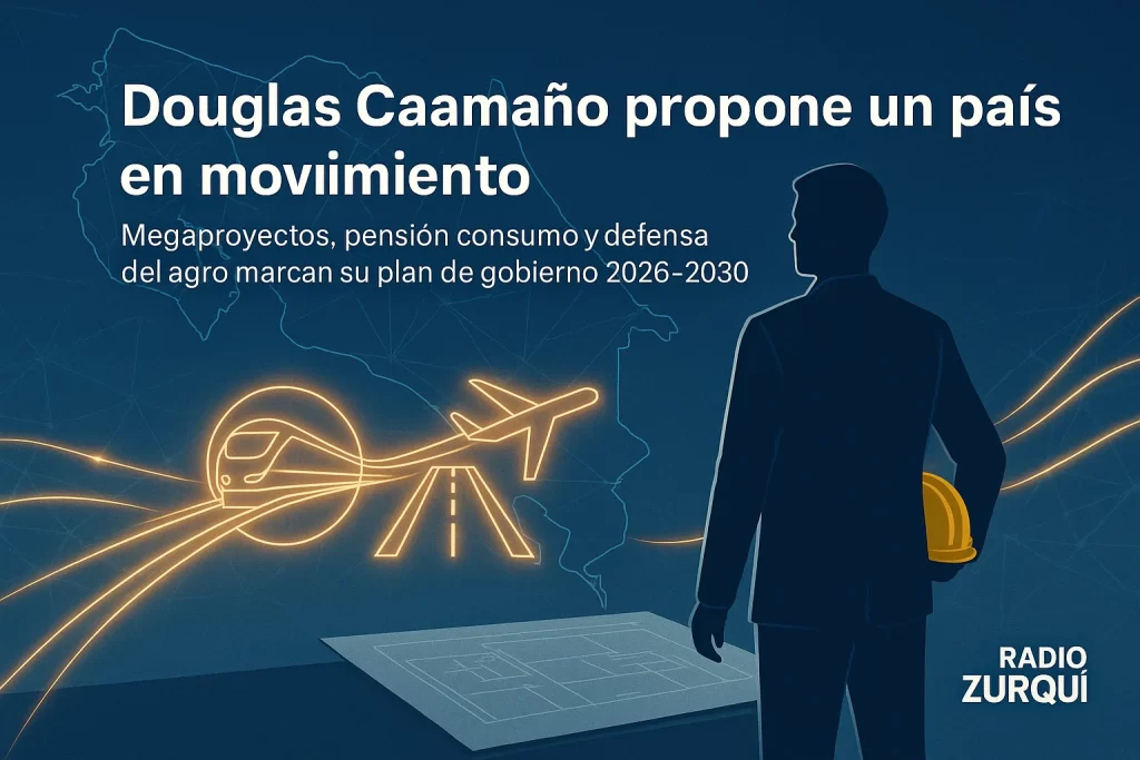 Douglas Caamaño, Costa Rica Primero, CR1, plan de gobierno 2026, Pensión Consumo, anillo intercantonal, CCSS, desarrollo comunal, infraestructura, CPTPP, tren rápido, canal seco, juventud, vivienda.