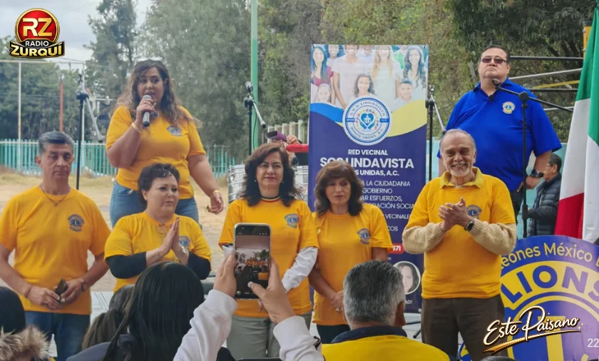 Integrantes del Club de Leones México Lindavista durante jornada de concientización sobre cáncer infantil en Gustavo A. Madero