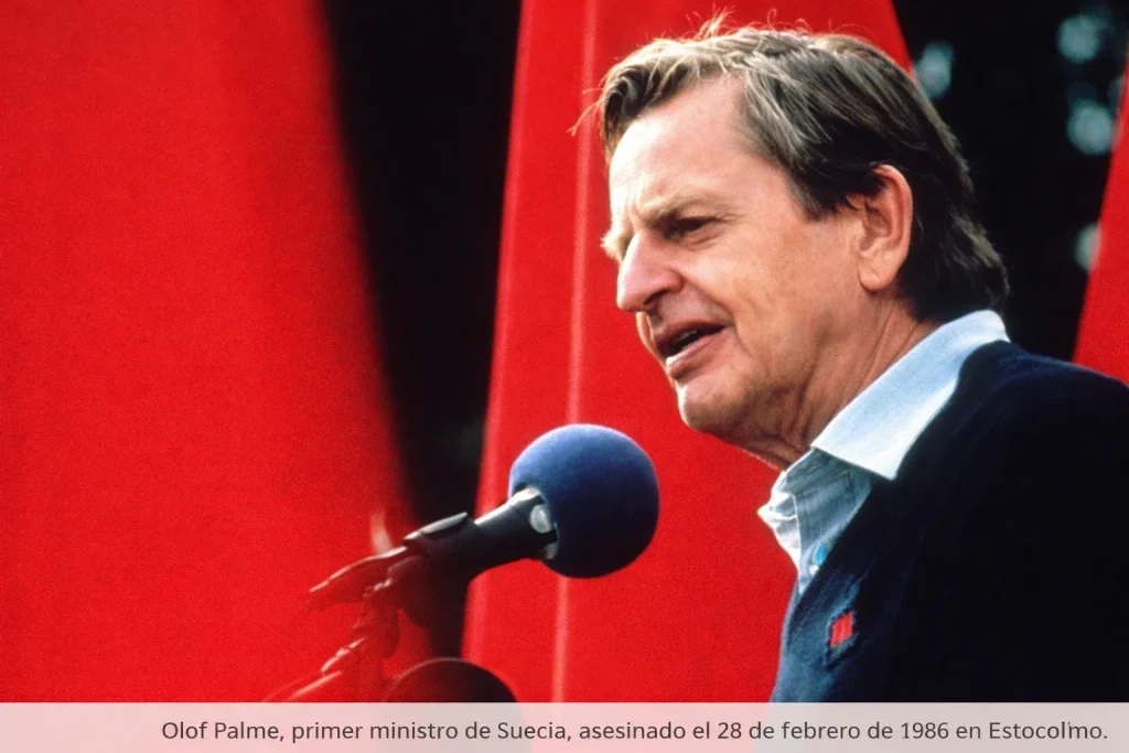 Olof Palme primer ministro de Suecia asesinado el 28 de febrero de 1986