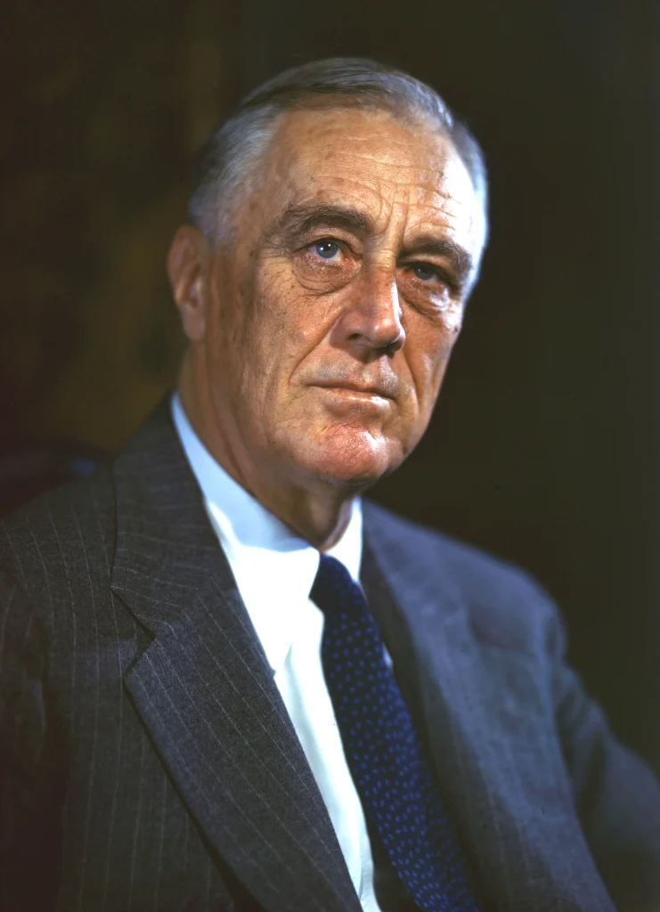 Franklin D. Roosevelt presidente de Estados Unidos durante la Gran Depresión en 1933