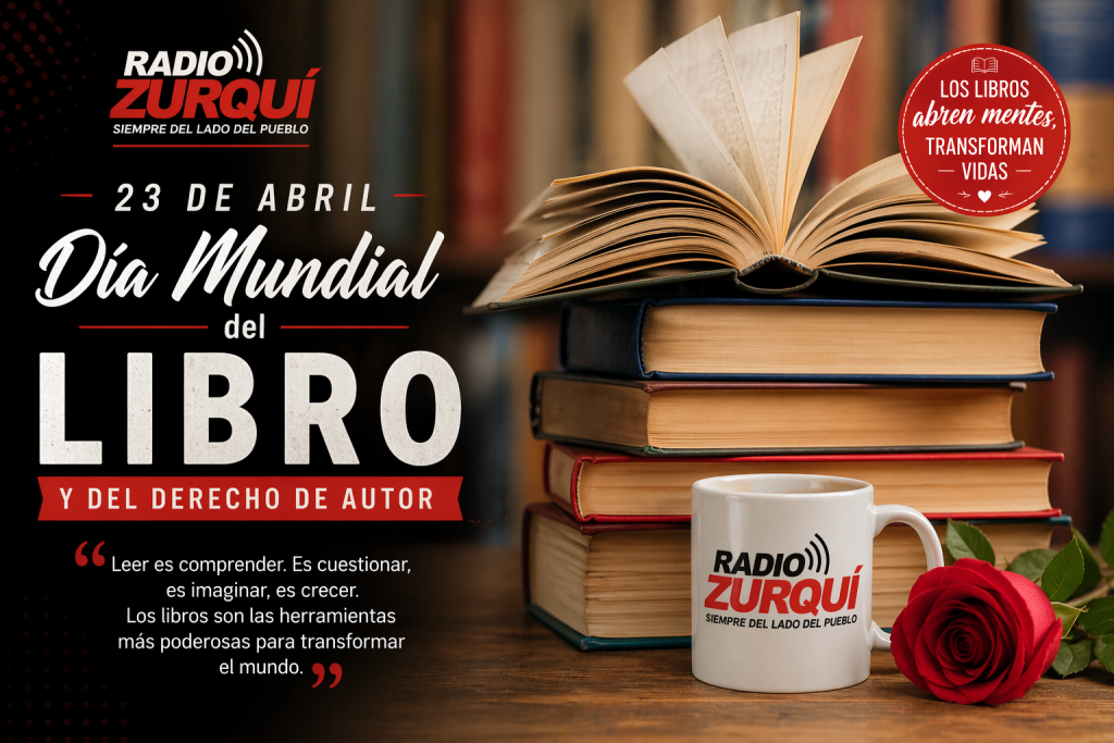 23 de abril Día del Libro con libros abiertos y concepto de lectura cultura Radio Zurquí