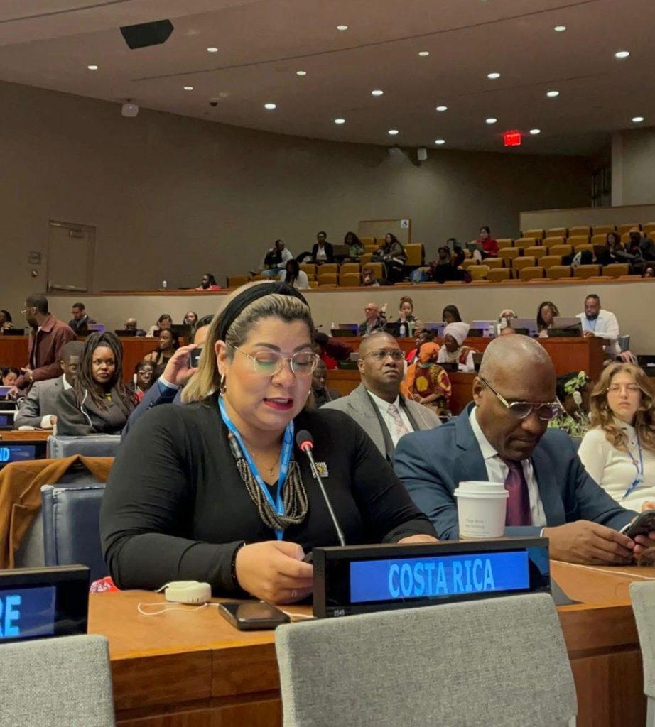 Katherine Moreira en Foro Permanente de Afrodescendientes ONU representando a Costa Rica