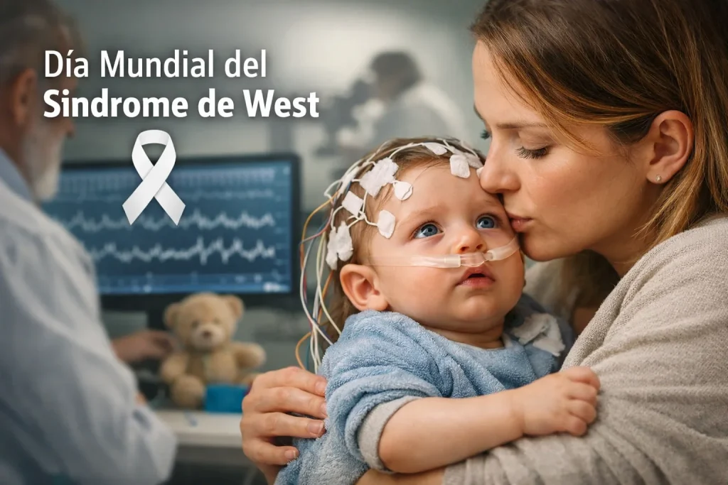 Día Mundial del Síndrome de West bebé con monitoreo médico acompañado por su madre en imagen de concientización | Radio Zurquí