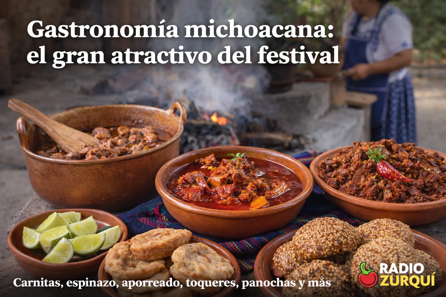 Gastronomía michoacana en el festival Michoacán en Los Pinos CDMX con carnitas, cocinas de humo y platillos tradicionales | Radio Zurquí