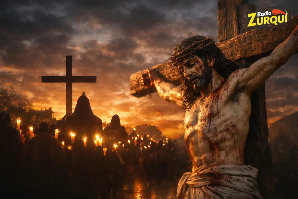 Viernes Santo crucifixión de Jesús procesión religiosa 3 de abril en la historia Radio Zurquí