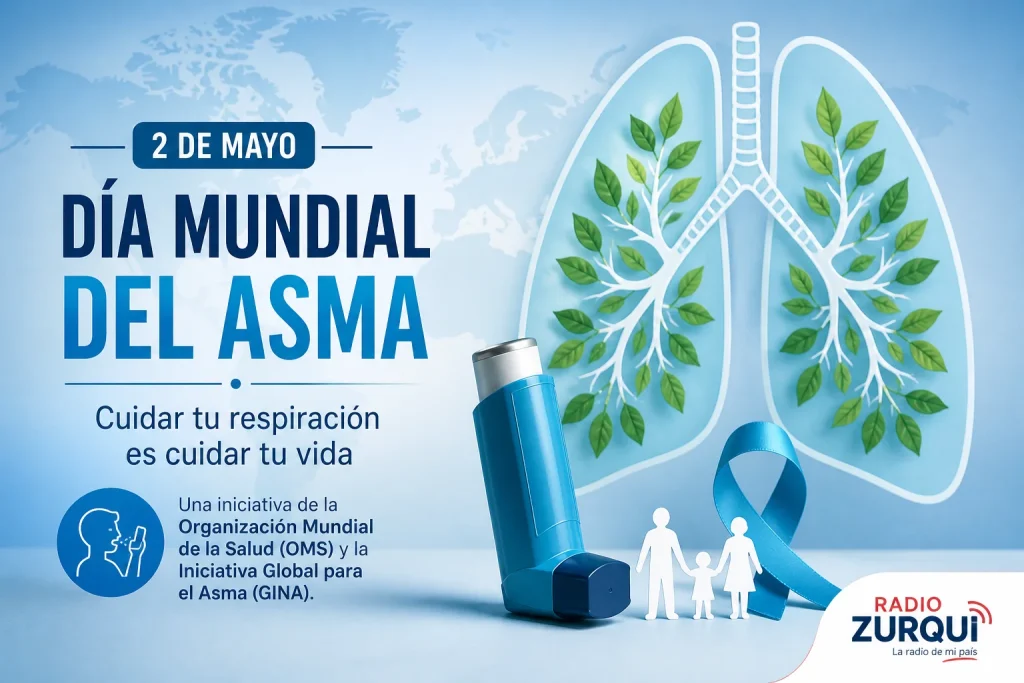 Día Mundial del Asma 2 de mayo ilustración pulmones salud respiratoria Radio Zurquí