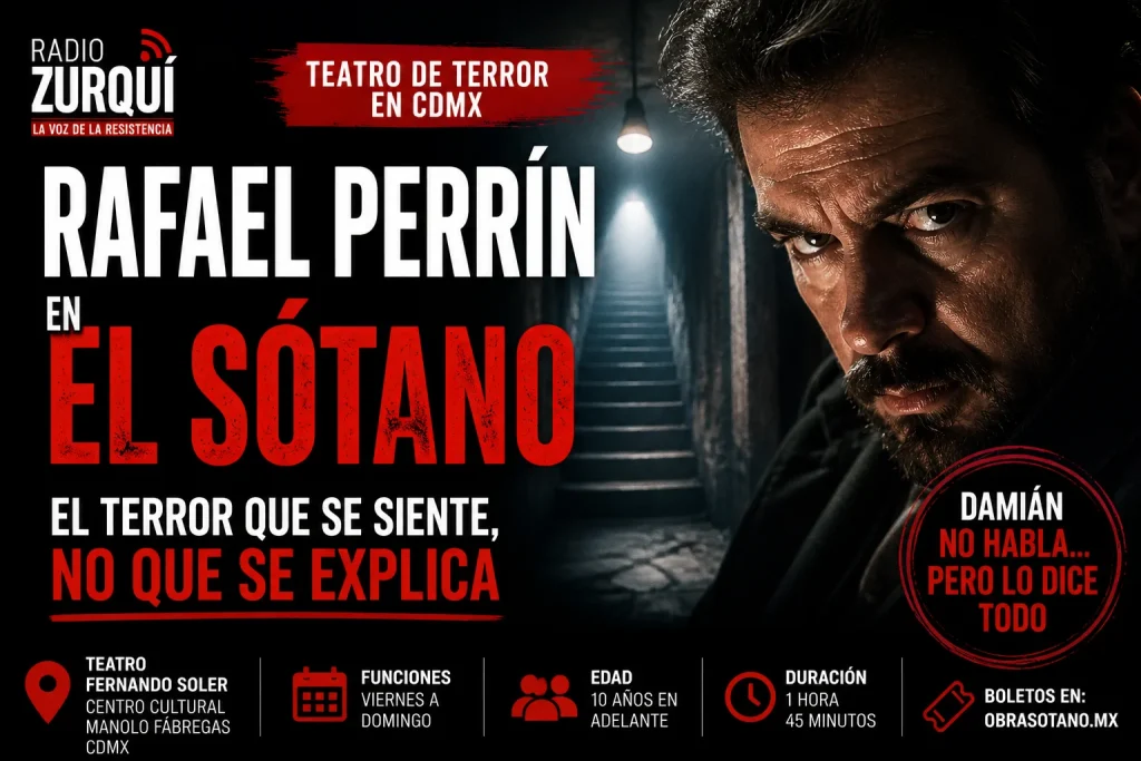 Rafael Perrín en El Sótano, obra de teatro de terror en CDMX con funciones y detalles