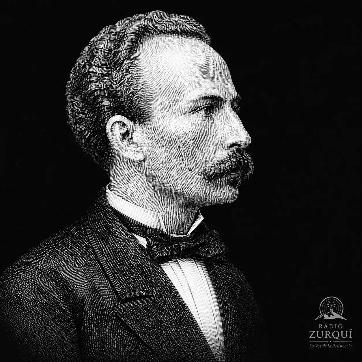 Retrato editorial de José Martí para la cita del día del 19 de mayo en Radio Zurquí