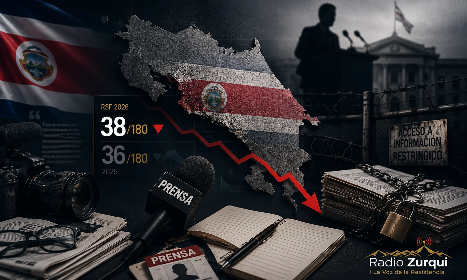 Libertad de prensa en Costa Rica y deterioro señalado por RSF en cobertura de Radio Zurquí