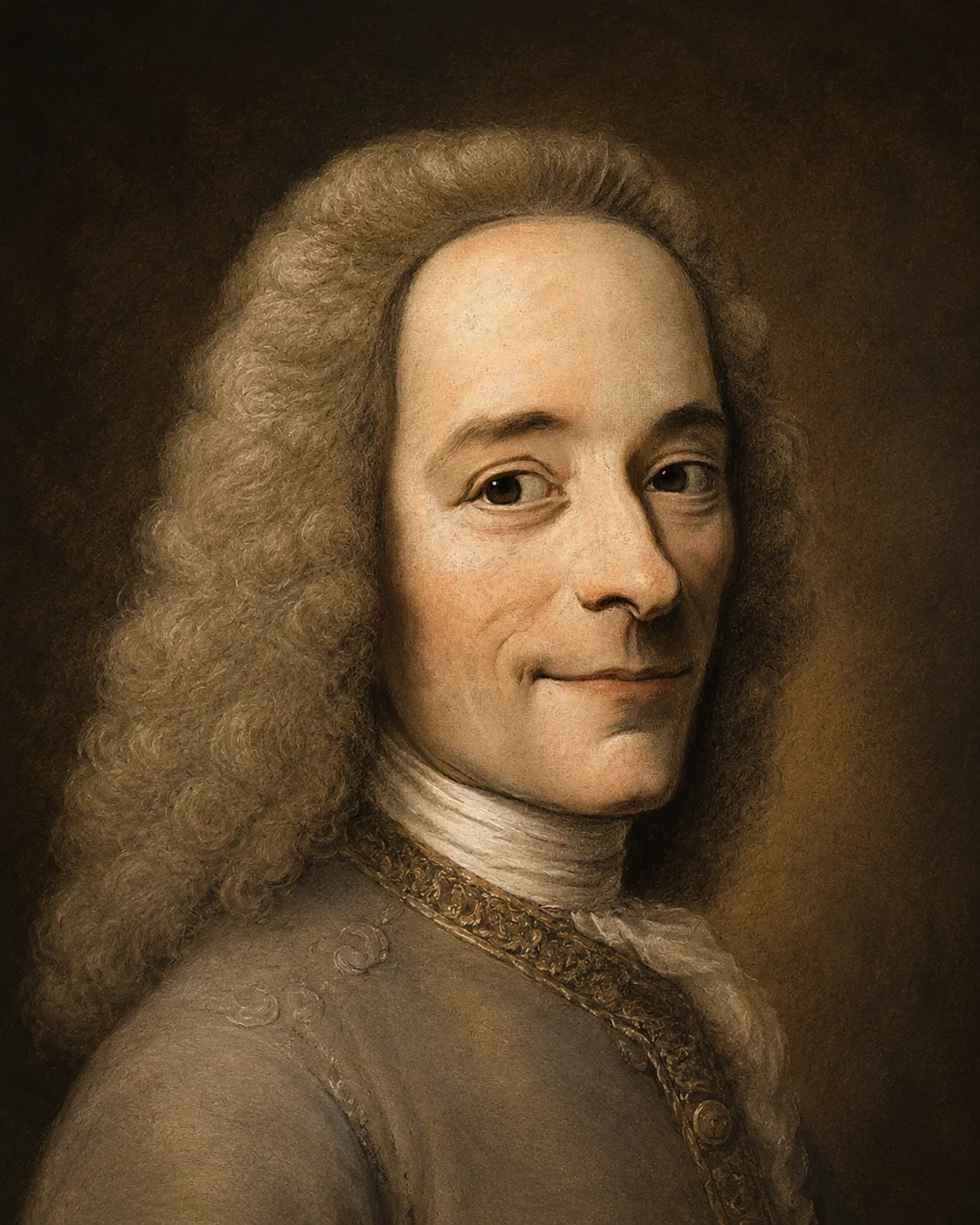Retrato de Voltaire, filósofo francés asociado a la libertad de expresión, la razón y la crítica del fanatismo