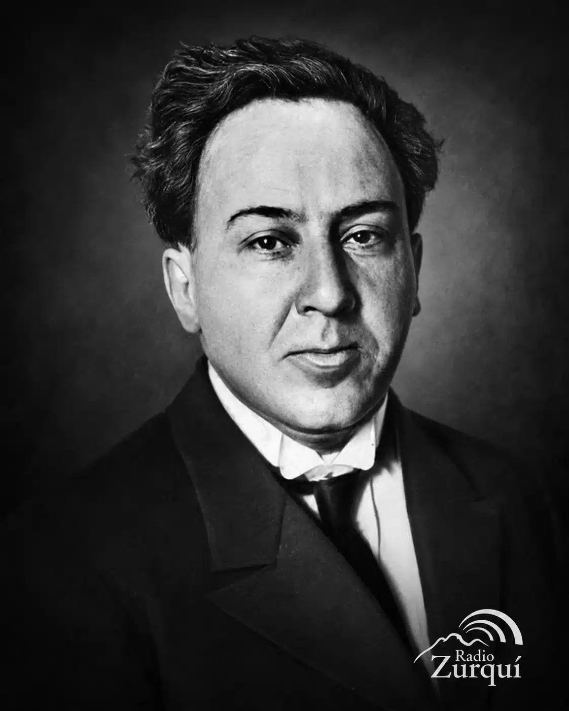 Retrato en blanco y negro de Antonio Machado para la Cita del día de Radio Zurquí