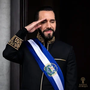 Nayib Bukele como figura de la derecha latinoamericana en imagen editorial de Radio Zurquí.