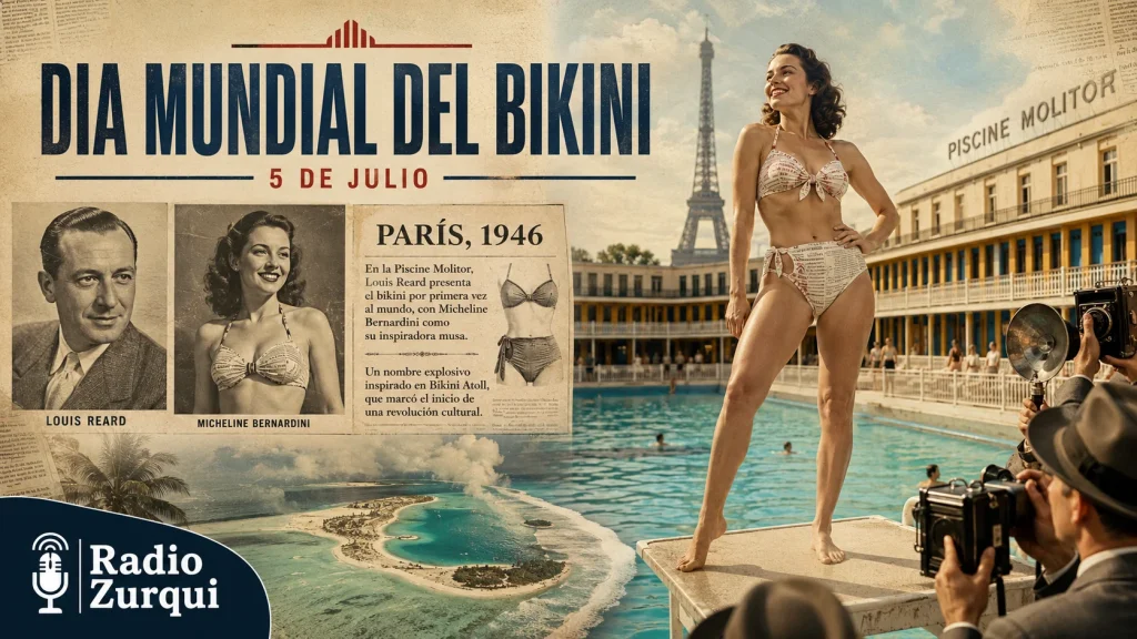 Día Mundial del Bikini, efeméride del 5 de julio sobre la presentación del bikini moderno en París en 1946