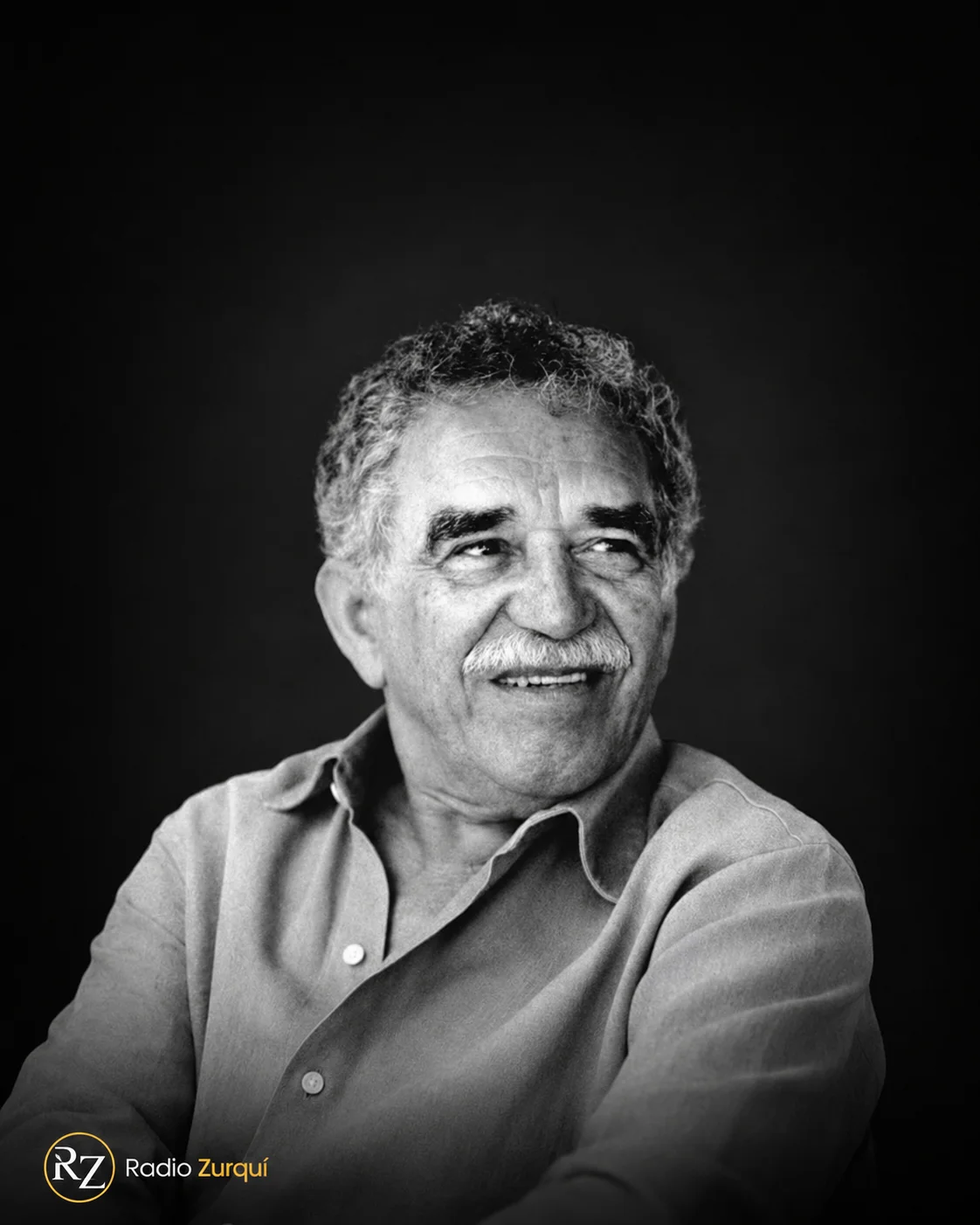 Gabriel García Márquez en retrato editorial para una cita sobre ética periodística en Radio Zurquí