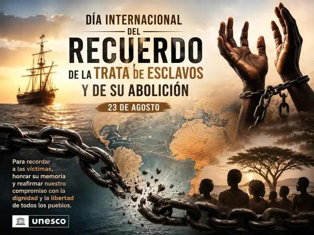 Imagen conmemorativa del Día Internacional del Recuerdo de la Trata de Esclavos y de su Abolición, celebrado cada 23 de agosto.