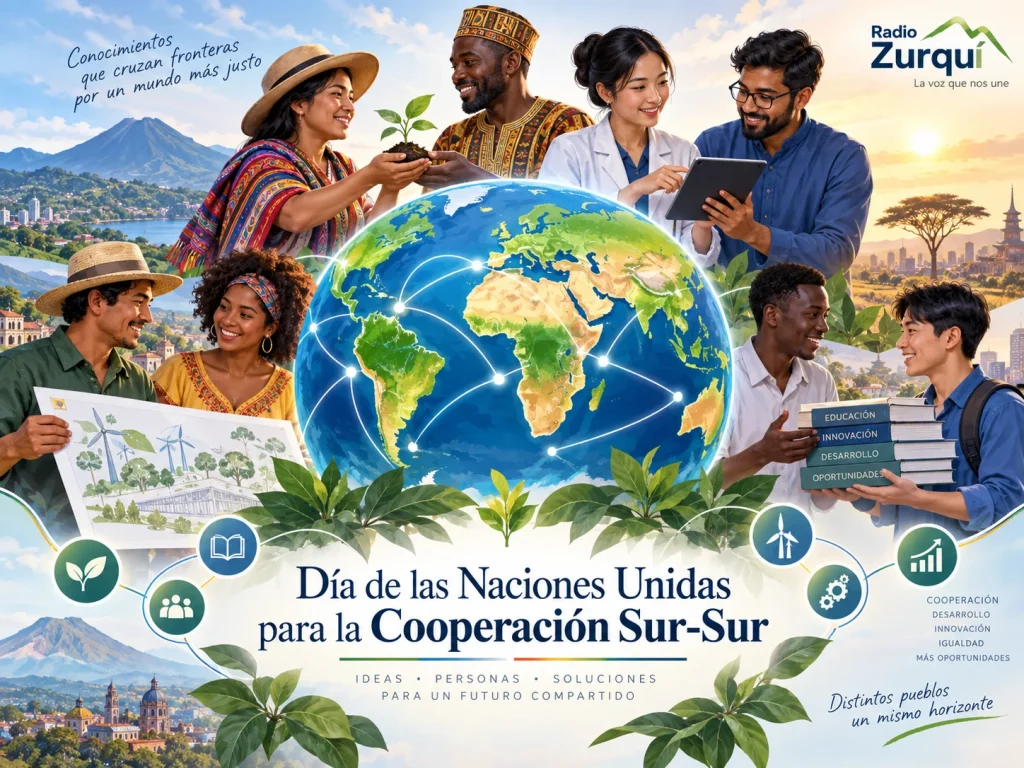 Día de las Naciones Unidas para la Cooperación Sur-Sur, con países del Sur Global unidos por desarrollo, ciencia y educación.